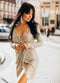 Long sleeve evening dress Sequin formal gown